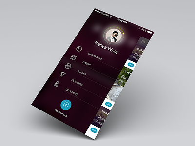 Side menu concept account app button dashboard icon ios7 menu metro progress settings ui ux