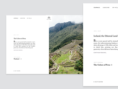 New journal on Saison: Peru animation brand clean framer magazine minimal photography saison space ui ux white