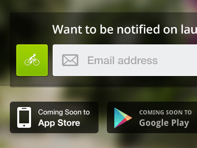 Subscription form [Animated] android animation blur box button coming soon cycling email form gif green input ios product running sports subscribe ui ux web