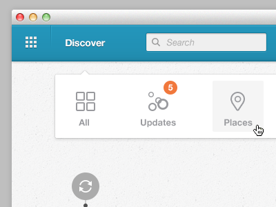 Discovery filters blue clean discover filter icons interface light navigation popup search subnavigation ui ux web app