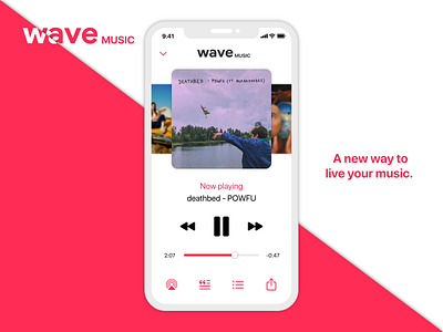 waveMUSIC - A new way to live your music app apple art black design flat illustration iphone logo material minimal modern music music app music player player ui ui design ux uxui