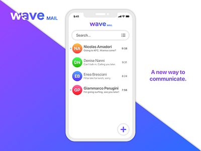 waveMAIL - A new way to communicate app apple black black white design flat google illustration inbox iphone iphonex mail mailbox material minimal modern ui ui ux ui design ux