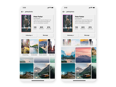 Instagram Profile Neumorphic Redesign dailyui instagram mobile app neumorphism photography redesign ui ux