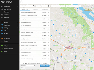Garmin Connect Map biking fitness fitness app hiking map product design running ux design web webapp