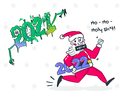 Ho - Ho - Holy sh*t! hand drawn illustration illustrator new year santa