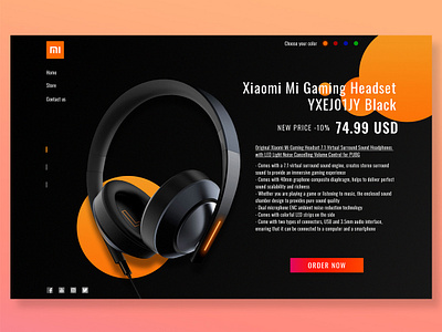 Homepage Design of Xiaomi Gaming Headset headphones homepage ui webdesign xiaomi