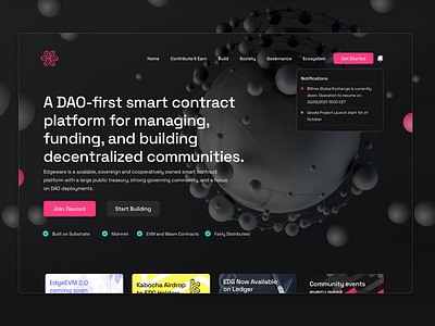 Edgeware Homepage blockchain branding crypto design graphic design webdesign website