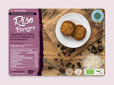 Naturee Riso burger creative direction food label organic food pack design packaging photography vegan