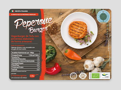 Naturee Peperone burger creative direction food label organic food package design packaging photography tofu vegan