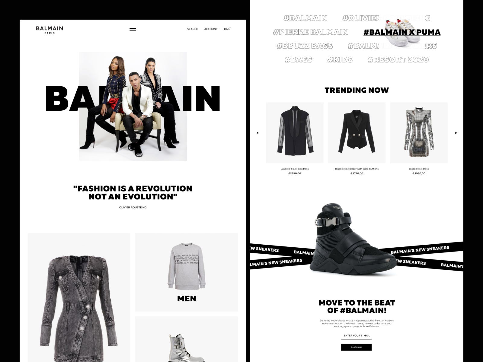 Balmain website concept by Kuksova