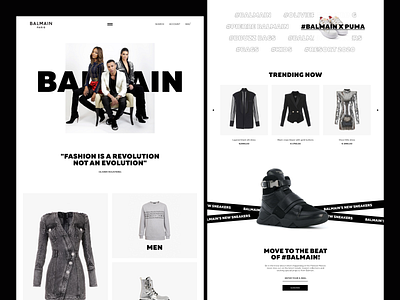 Balmain website concept balmain blog brand clean clothes concept design e commerce editorial fashion fashion blog luxury magazine shop ui