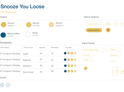Snooze you loose for apple watch Style guide app design ios ui ux