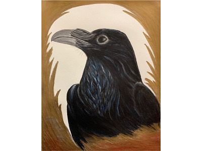 Raven art colored pencil hand drawn