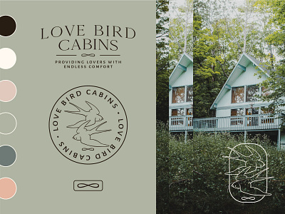 Love Bird Cabins Branding bird bird icon bird logo birds brand design brand identity branding cabin cabin logo cabins infinity logo love bird love birds