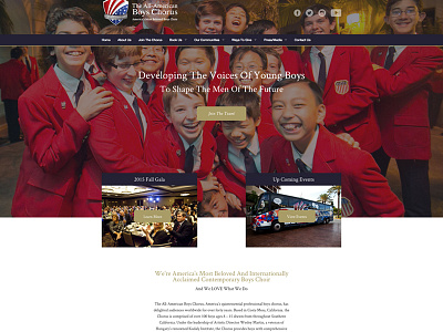 The All American Boys Chorus Landing Page branding hero image web design