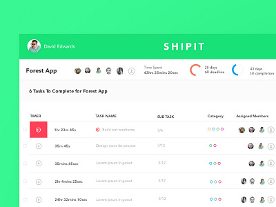 Ship It Project Tasks app design dashboard product management productive ui design
