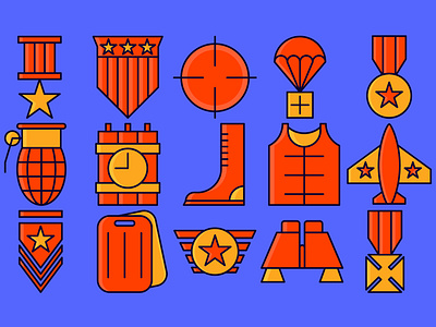 Military icon pack badge flat game icons iconset military