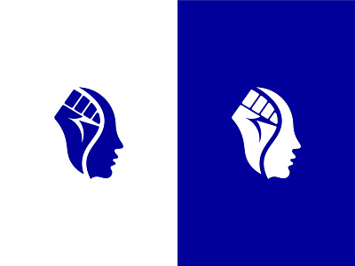 Blue Volition Logo Design brain brand branding design face fist icon logo mind