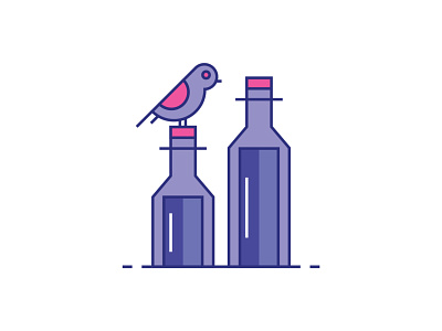 BirdAWine design flat icon illustration lineal lineart minimal vector