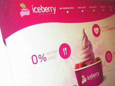 Iceberry website frozen yogurt green icons pink website