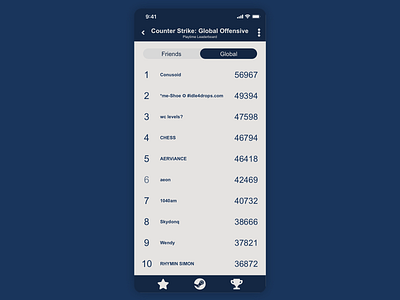 DailyUI 019 - Leaderboard app challenge dailyui dailyui019 gaming ios leaderboard steam