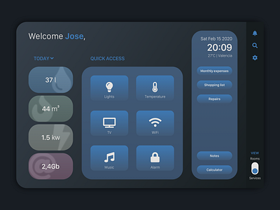 DailyUI 021 - Home Monitoring Dashboard challenge dailyui dailyui021 design home ipad monitoring dashboard ui ux