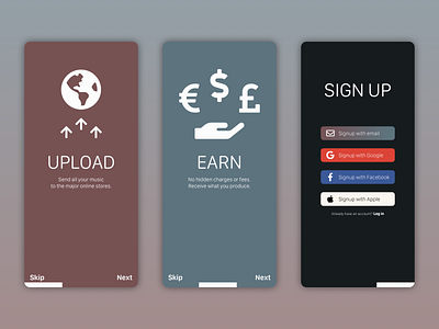 DailyUI 023 - Onboarding challenge dailyui dailyui023 design distribution music app onboarding screens ui ux