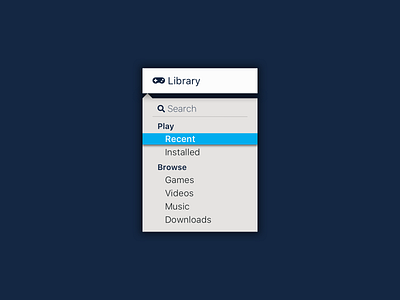 DailyUI 027 - Dropdown app challenge concept dailyui dailyui027 dropdown library menu redesign steam ui ux