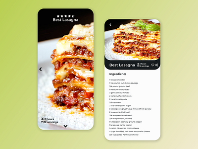 DailyUI 040 - Recipe app challenge dailyui dailyui040 design food kitchen lasagna recipe ui ux