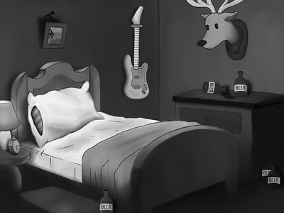 1930s cartoon bedroom animation background design illustration old rubberhose vintage
