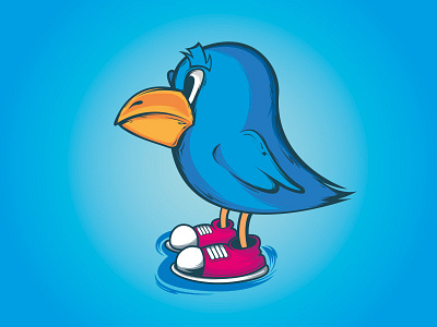 Blue bird cartoon character illustration vector