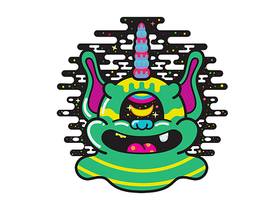Space cyclops unicorn art character characterdesign cyclops design illustration monster psychedelic unicorn