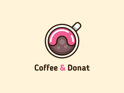 Coffee & Donat coffee donat emblem fastfood logo mark