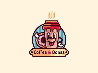 Coffee & Donat (ver.2) coffee donat emblem fastfood logo mark