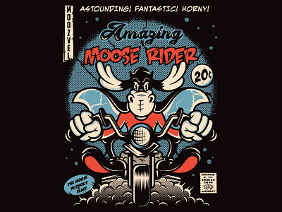 Moose Rider art character characterdesign illustration print design vector