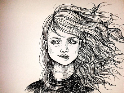 Practicing hair cartoon drawing eesteren fineliner girl hair illustration manouk model sexy stripes van woman