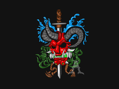 Toxic Samurai apparel design apparel graphics available design devil illustration mask monster samurai