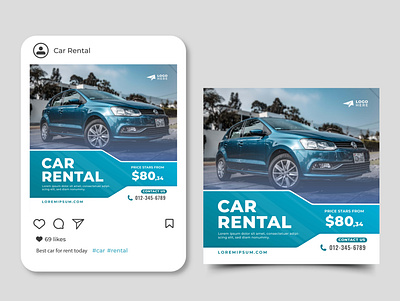 Car rental social media post design banner design