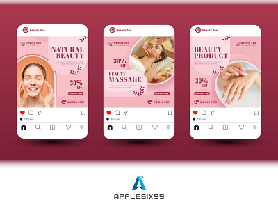 Spa, and beauty massage Instagram social media post banner branding feed healthy social media