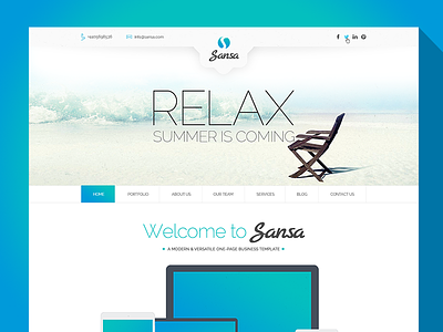 Sansa - One Page PSD Template flat one page template