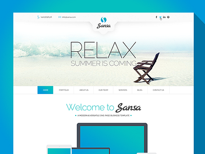 Sansa - One Page PSD Template