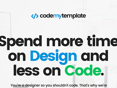Landing page for codemytemplate.com coder designer form landing page template