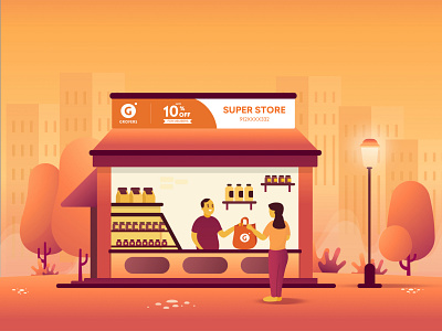 Offline Store Landing Page Illustration grocery app grofers illustration illustration art illustrator ui ui deisgn ui illustration vector illustration visual design