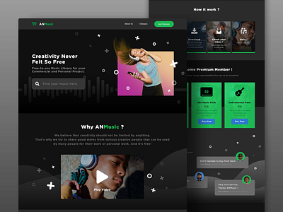 Free Music Library Website design landing page music spotify ui ui design web design website