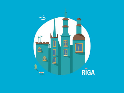 My home town — Rīga ^__^ <3 cartoon city draw flat mule rebound riga singlecopy sticker town