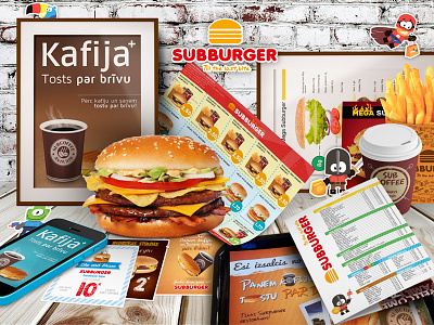 Subburger design'z burger coffee fast food menu poster potato free print subburger