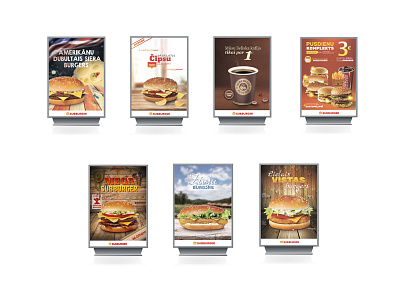 Posters set for Subburger restaurant burgers lightbox posters subburger