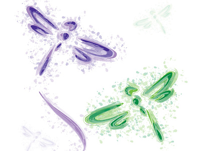 Dragonflies Vector Art dragonflies graphic design green purple vector