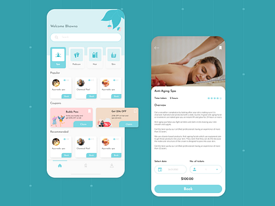 Spa and beauty app concept app design beauty app cool colors ios ios app design minimalistic soothing spa spa app typogaphy ui design