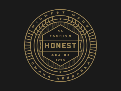 Honest Grains badge branding circle grains honest midwest nebraska seal